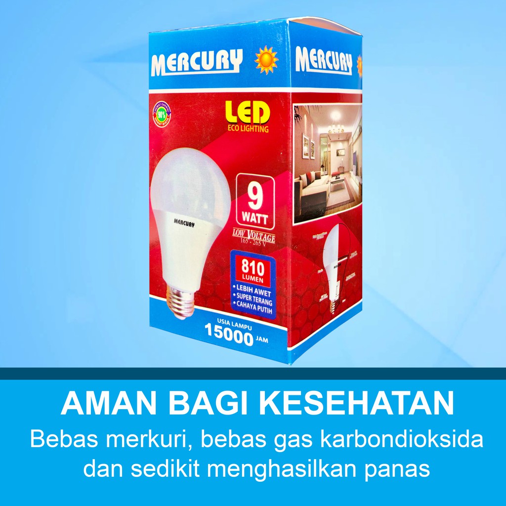 MERCURY LIGHTNING 9W Bohlam LED A Bulb Lampu LED 9 Watt 9 W GARANSI 3 THN ORIGINAL