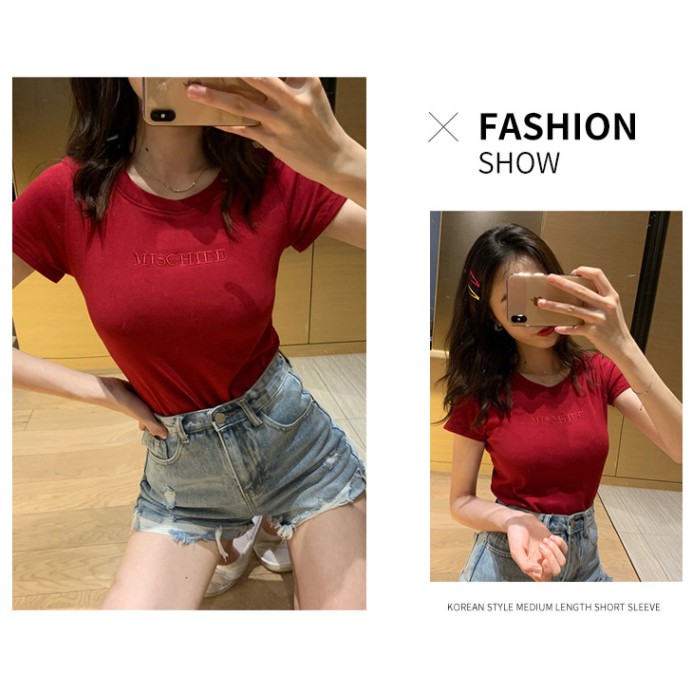 Kaos Ketat Kaos Pas Body Kaos Premium Kaos Wanita kualitas Bagus Kaos Lengan Pendek Korean Style