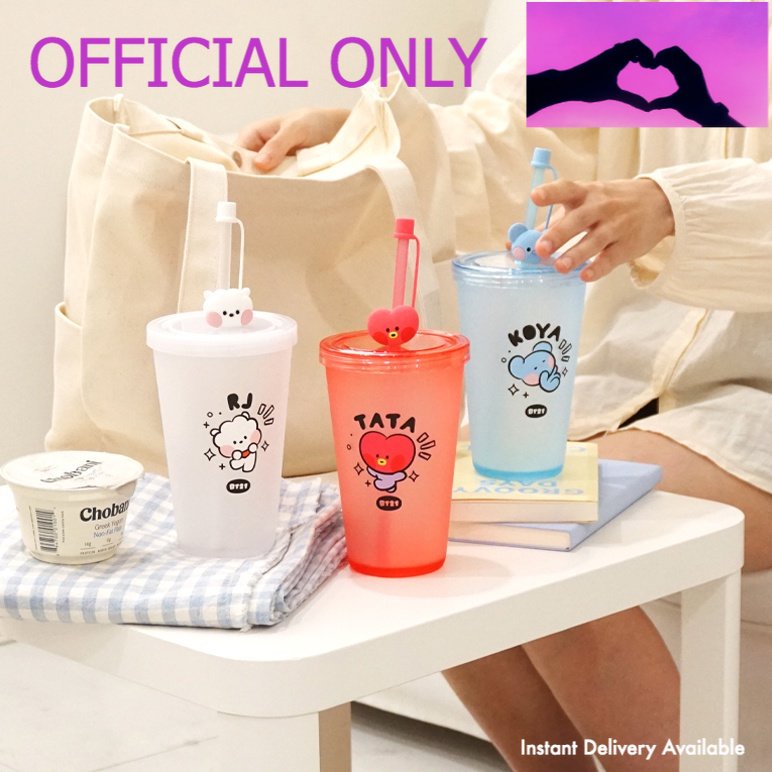 BTS BT21 minini STRAW ICE TUMBLER COLD CUP OFFICIAL