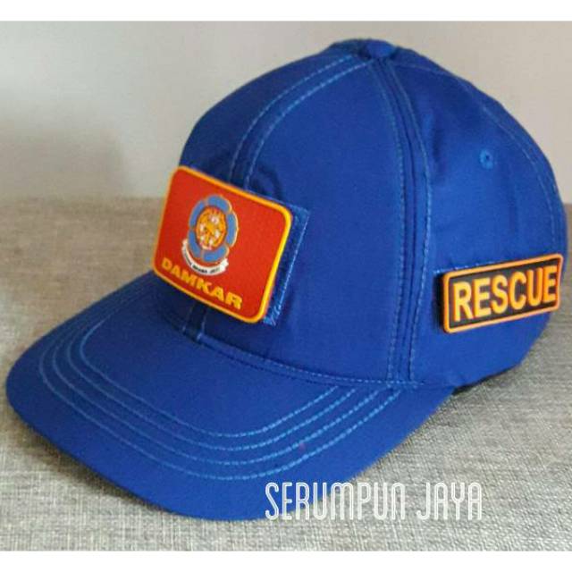 TOPI DAMKAR - TOPI DAMKAR 3PATCH RESCUE VELCRO BIRU