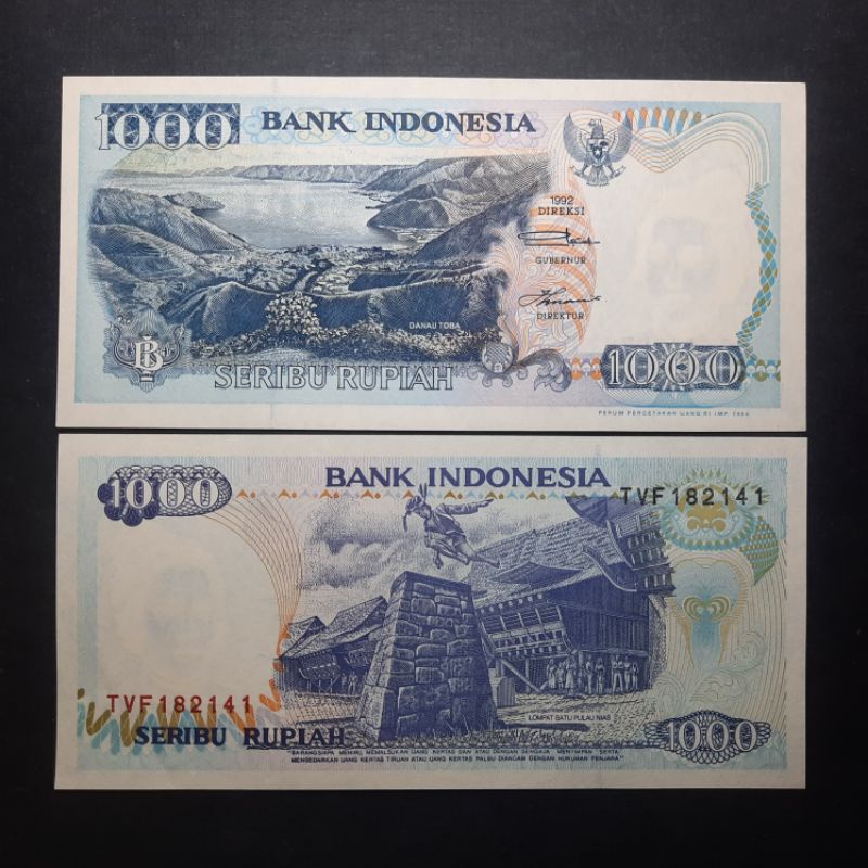 UANG KUNO 1000 RUPIAH LOMPAT BATU TH 1992 GRESS UNC