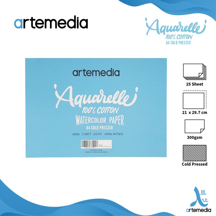 

Unik Kertas Cat Air Artemedia Aquarelle A4 Cotton Watercolor Pad Murah