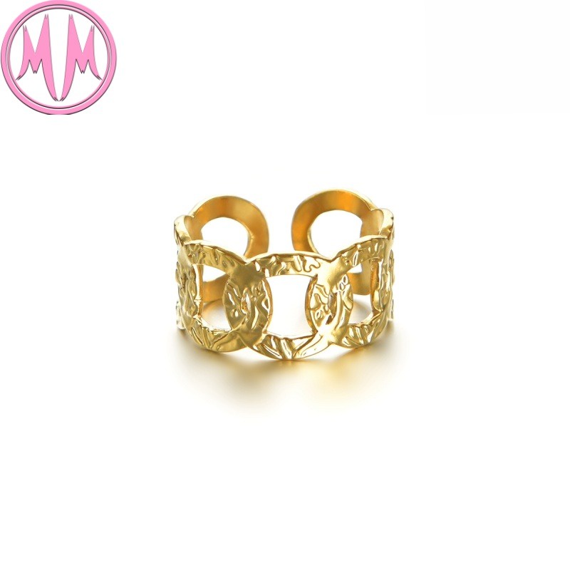 MORYMOSHI R357 Cincin Wanita Ring Besar Gold Titanium Stainless Anti Karat Anti Luntur Fashion Korea