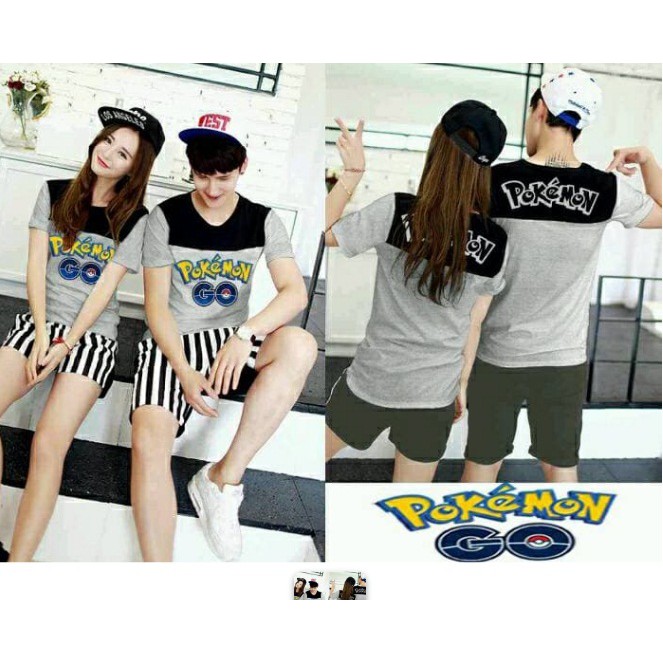 Couple Setelan Tone Salur Pokemon Misty dan Pokemon Go