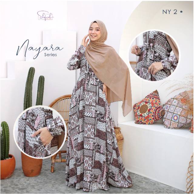 Gamis daster etnik rayon adem batik  best seller Nayara by Shofwah
