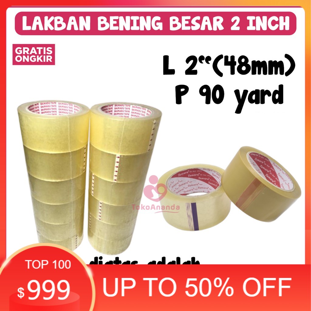 

PROMO LAKBAN LAKBAN BENING LAKBAN UKURAN 2 INCH SELOTIP BESAR