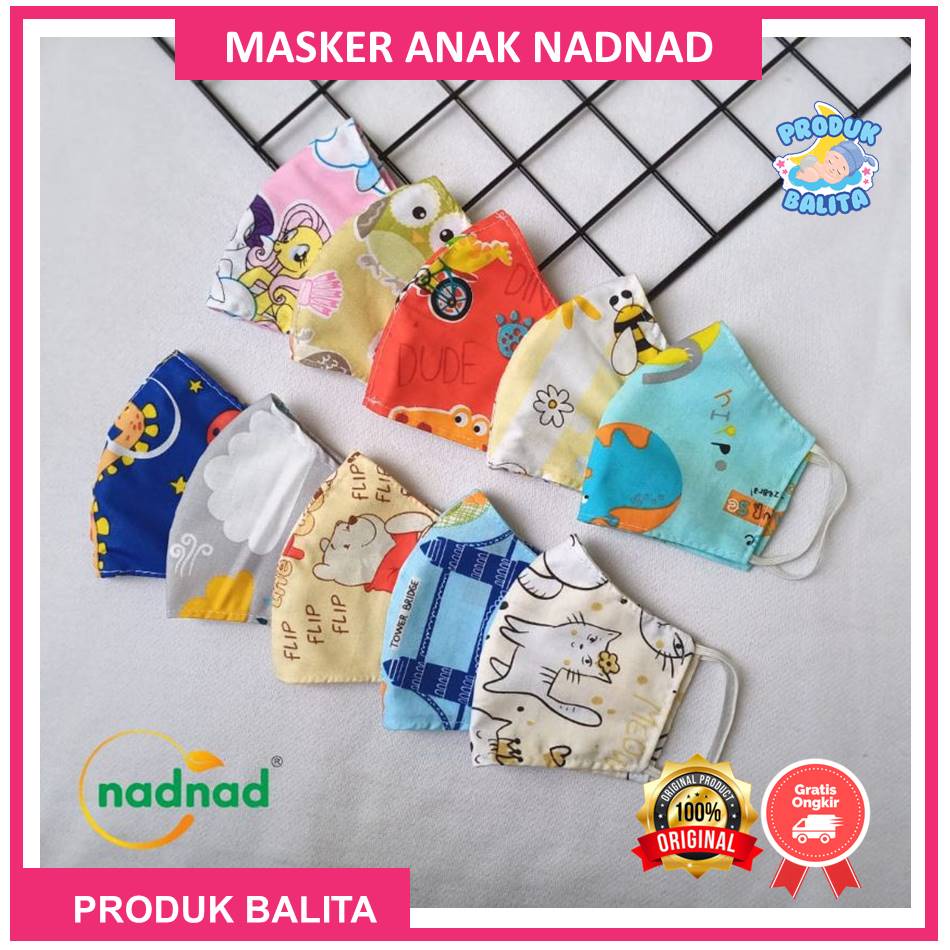 Masker Kain Anak 2 Lapis Masker Kain Earloop Masker Anak Motif Karakter Lucu