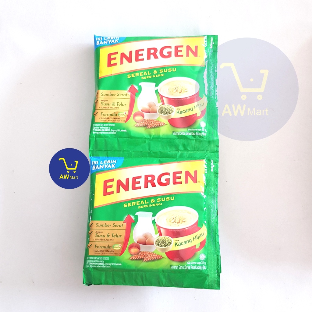 ENERGEN SEREAL RENCENG SACHET (10 SACHET X 32 GRAM) 320 GRAM - COKLAT, VANILA, JAHE, KACANG HIJAU