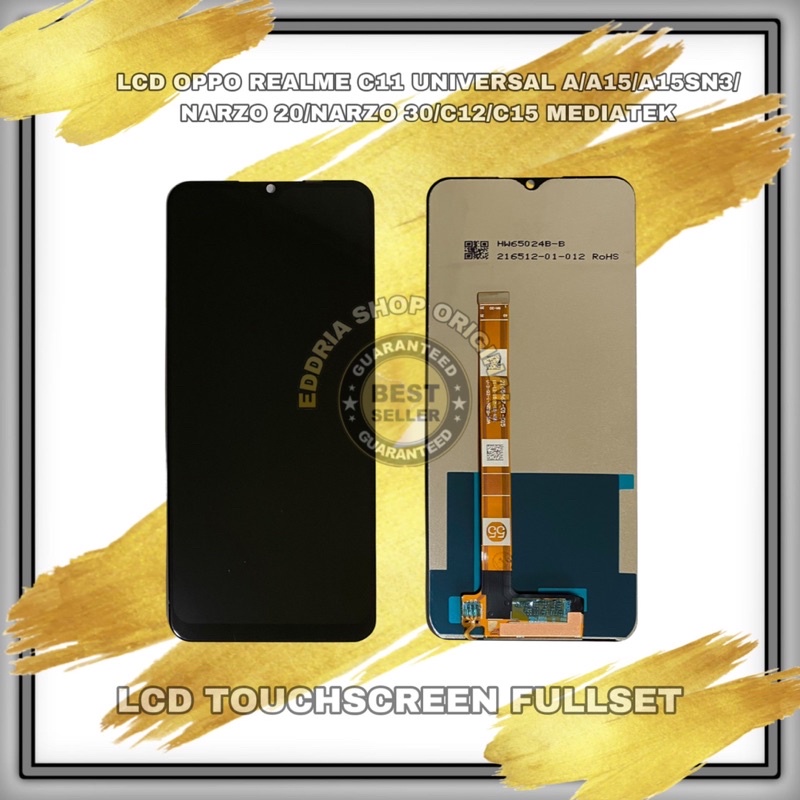 LCD TOUCHSCREEN REALME OPPO C11-UNIVERSAL-A15-A15S-V3-NARZO 20-NARZO 30-C12-C15- MEDIATEK INCEL BLACK ORIGINAL