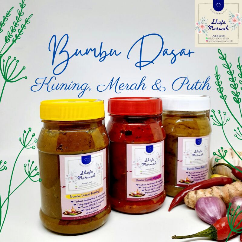 

Paket bundling Trio Bumbu Dasar kuning, merah & putih, non MSG, Praktis.
