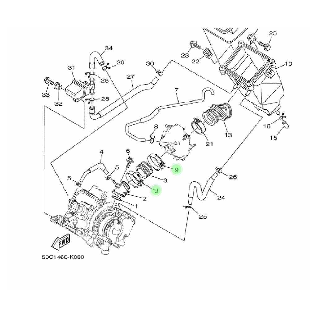 KLEM KLEMAN KARET INTAKE INTEK MANIPUL MANIFOLD KARBU JUPITER MX 135 NEW NJMX ORIGINAL YGP 5MX-E3474-01