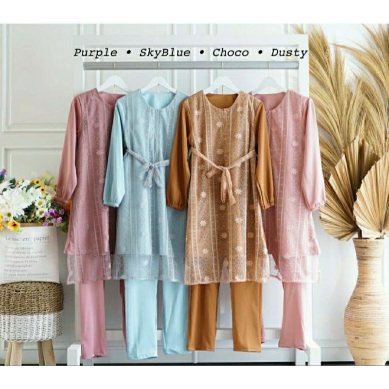 NATASYA SET/ONE SET WANITA/SETELAN MUSLIM WANITA/SETELAN WANITA/BRUKAT/BROKAT/BAJU KONDANGAN BRUKAT