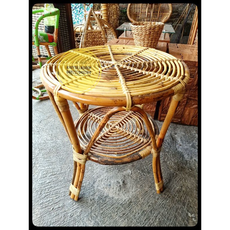 ROTAN MEJA BULAT DIAMETER 50cm