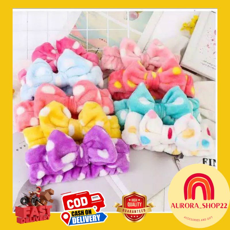 [COD] Bandana Kain Bulu -Bulu Chibi Halus Korea Bandana Korea Bando Mandi Bandana Wanita