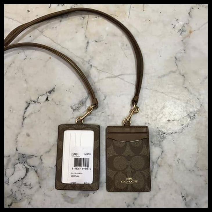 

Dompet Id Card Coach Original - Coach Lanyard Signature Saddle// Kode Produksi : K1899