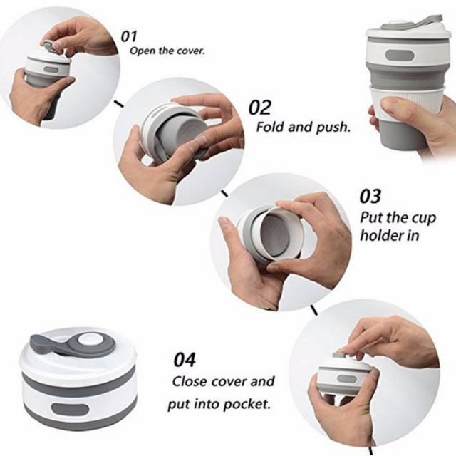 Gelas Lipat Silikon BPA Free | Cangkir Silicone Foldable Cup | Telescopic Cups