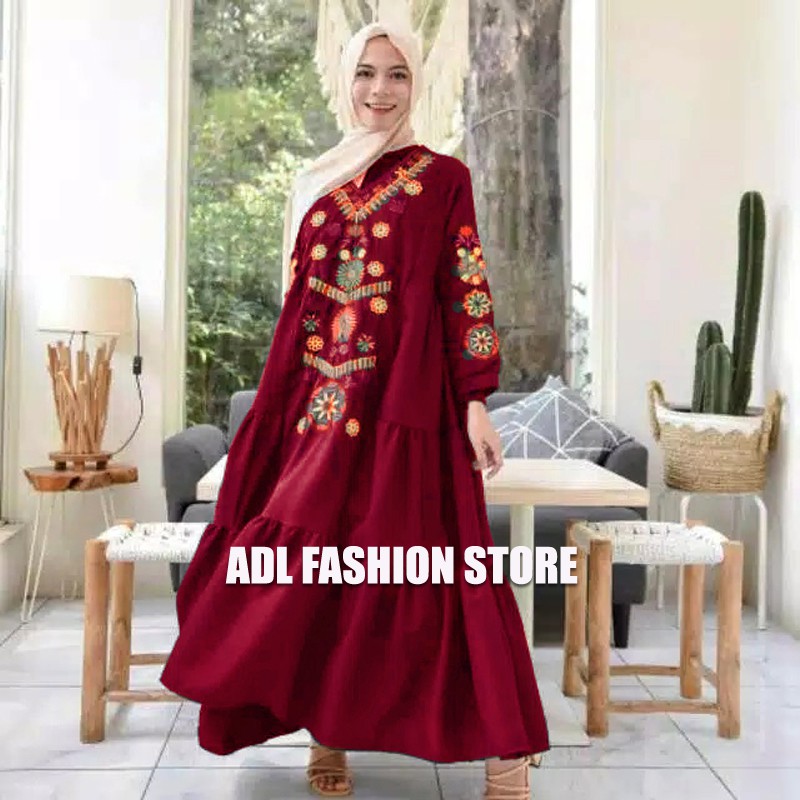 baju gamis Ramadhani Dress Motif Bordir Floral