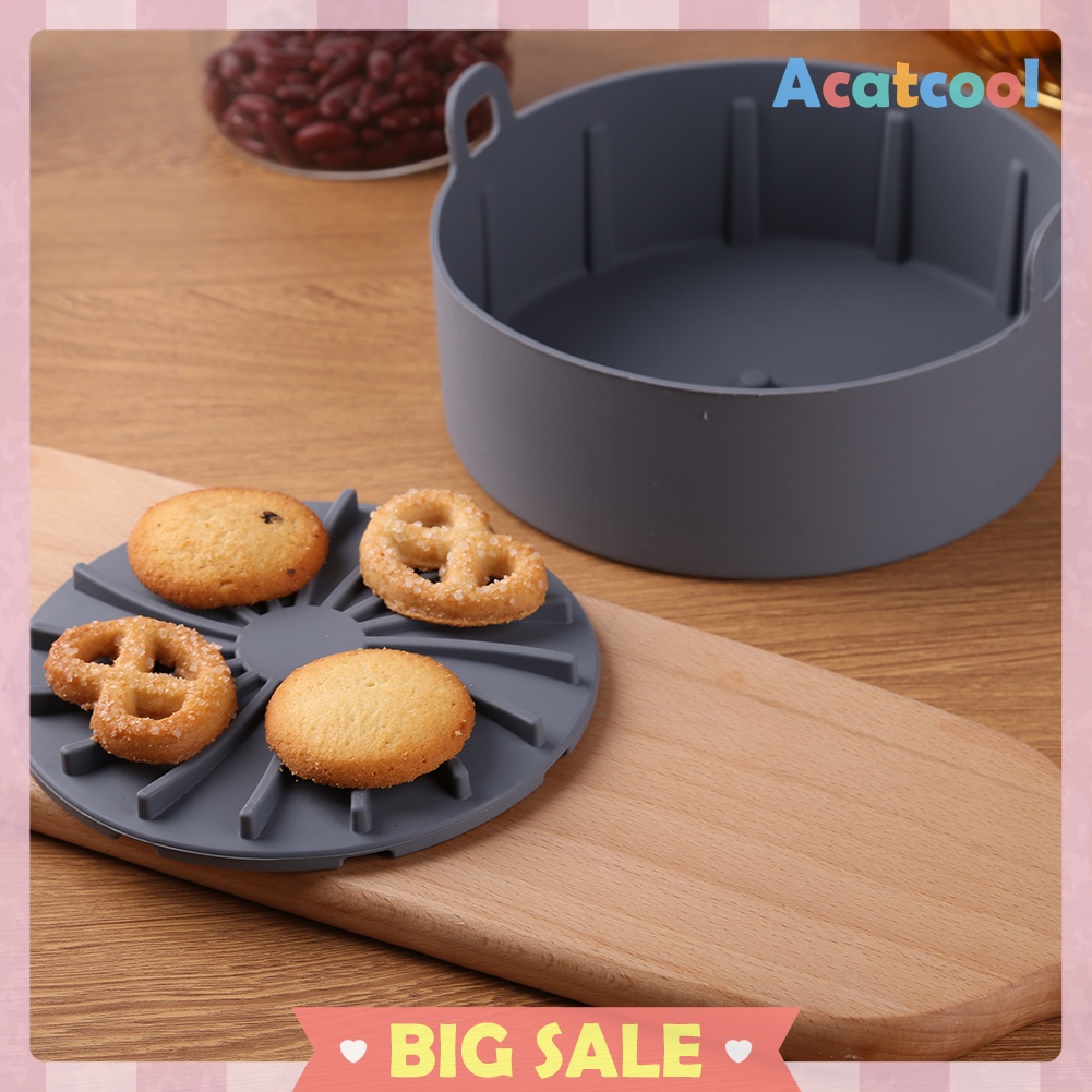 Thick Silicone Grill Pan Air Fryer Basket Dessert Baking Cooking Tray Tools