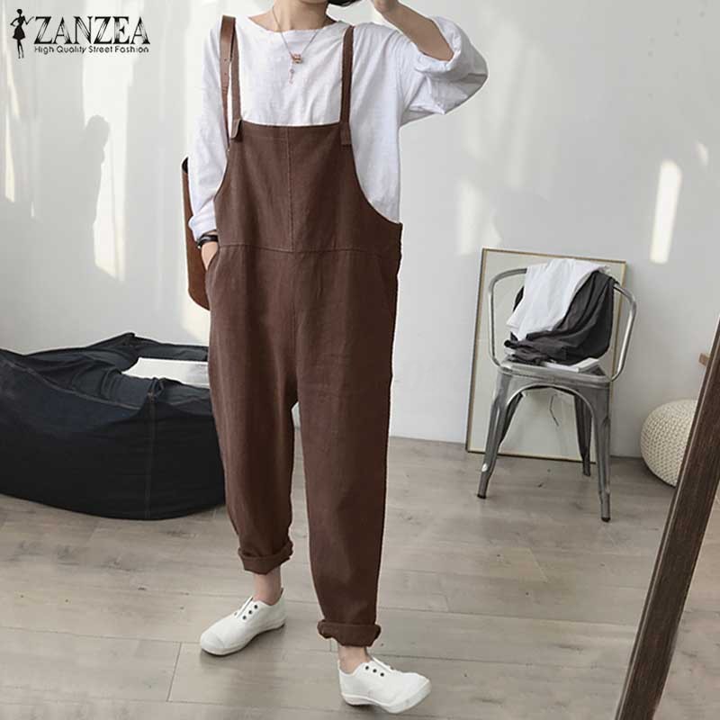 BAJU TAHUN BARU KEKINIAN MODEL CEWEK KOREAN KPOP LUCU SP/ ZANZEA Jumpsuit Wanita dengan Tali Strap
