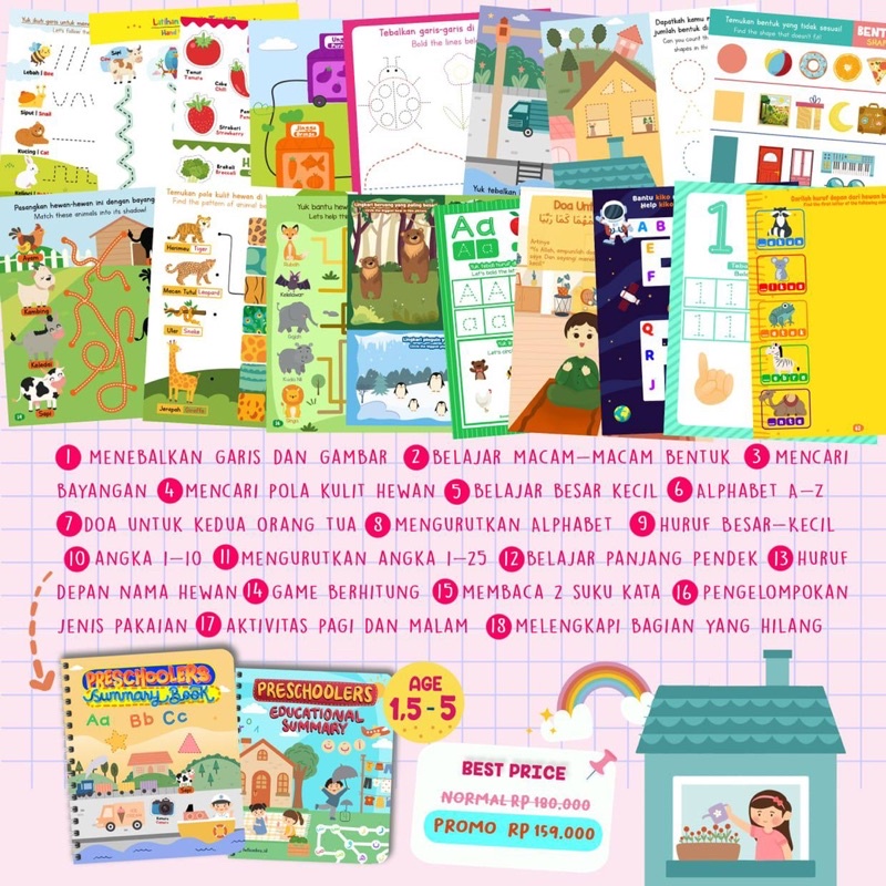 PRESCHOOLERS Summary And Educational BOOK - preschooler workbook - worksheet