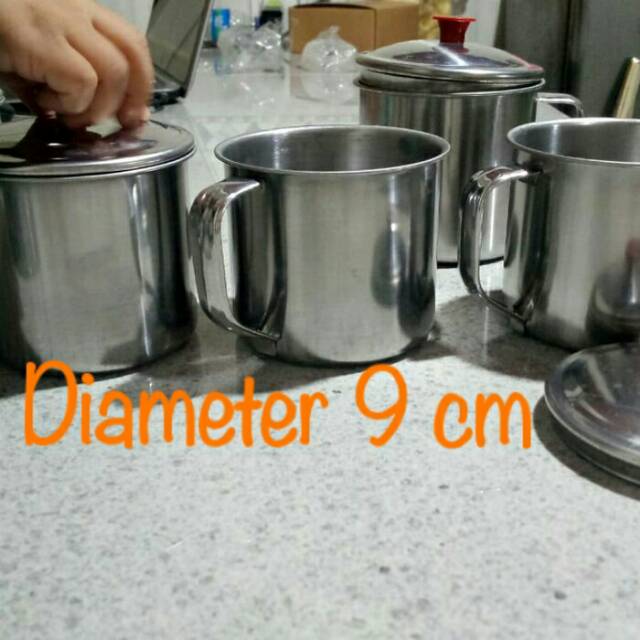 Gelas Stainless / Mug Stainless / Cangkir Stainless Diameter 9 cm