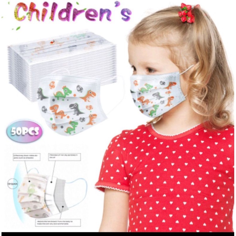 Masker Anak 3 Ply karakter Motif Earloop isi 50 Pcs/Box.!!! FREE BOX