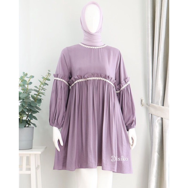 Terbaru , Long Tunik Renda Yosie , Tunik Original Disiko Exclusive , Atasan Casual Wanita.
