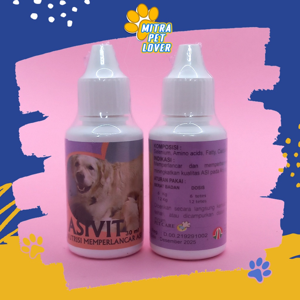 NUTRISI PELANCAR ASI ANJING - ASIVIT DOG 30 ML - PERBANYAK PRODUKSI AIR SUSU INDUK INDUKAN ANJING DOGGIE , METABOLISME LANCAR - MURAH GARANSI KUALITAS ASLI ORIGINAL - PET ANIMAL VETERINARY TAMASINDO OBAT &amp; VITAMIN HEWAN BINATANG PELIHARAAN MITRAPETLOVER