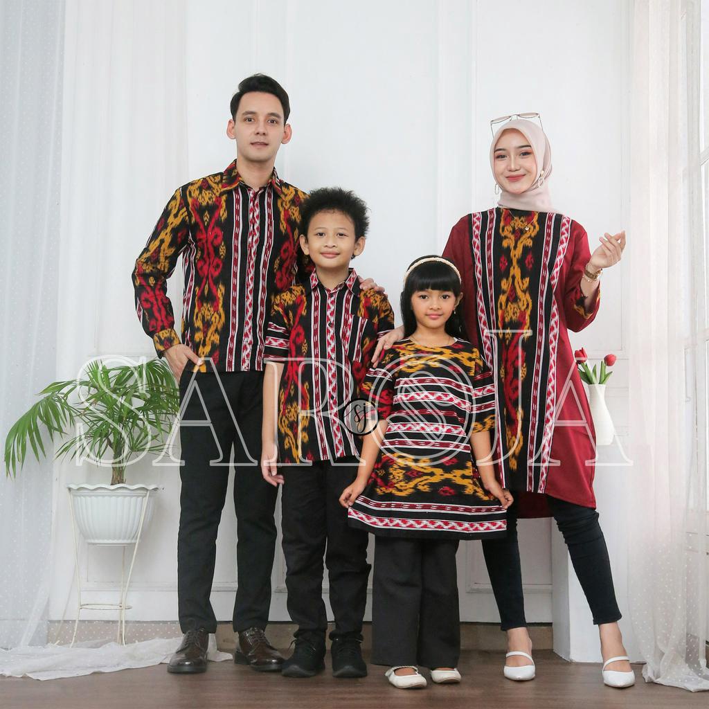 Saroja | Couple Keluarga Dress Tunik Songket Satu