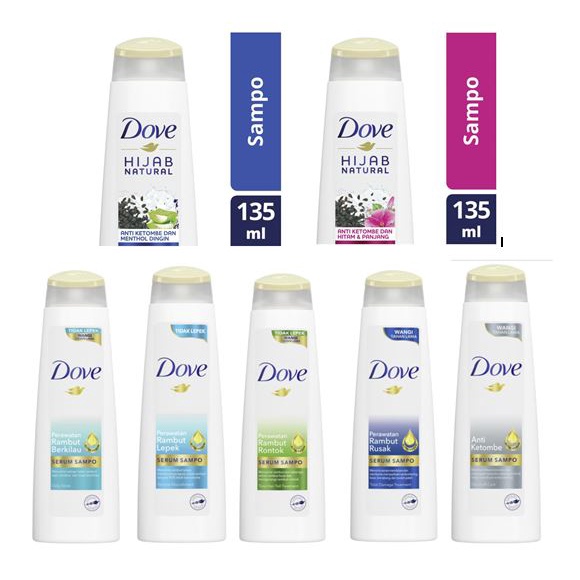 [BPOM] Dove Shampoo Perawatan Rambut 135mL 100%Ori Shampo Sampo Hair Rontok Rusak Hijab Natural Anti