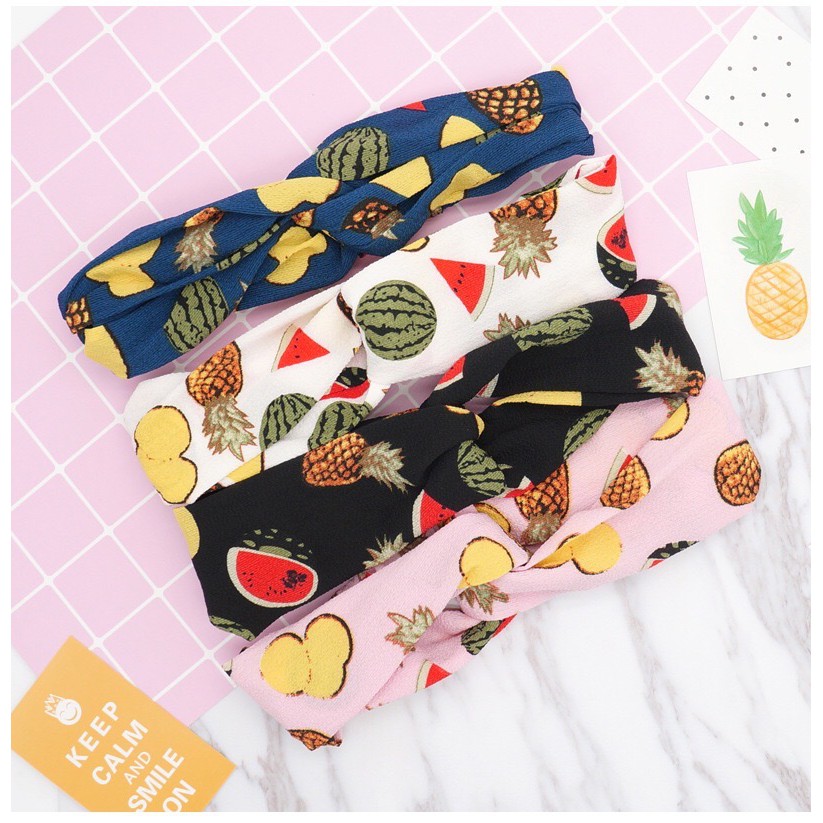 Bando Wanita Motif Buah - Bando Bandana Headband Simpul Ala Korea - Bando Import Termurah [B03]