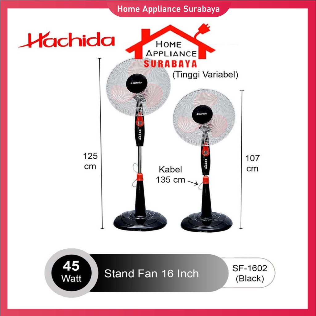 Stand Fan Kipas Angin Berdiri Kaki Bulat Hachida 16 Inch 16&quot; SF-1602 / SF 1602 / SF1602