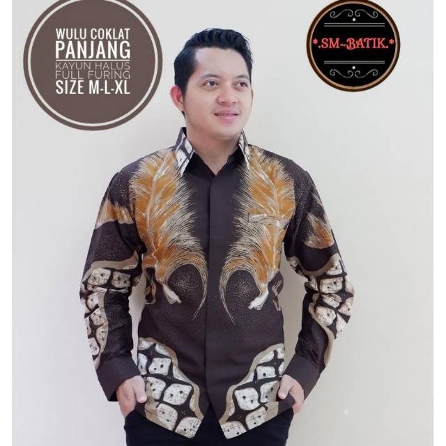 Kemeja Batik Lengan Panjang Lapis Furing WULU COKLAT Batik Model Terbaru