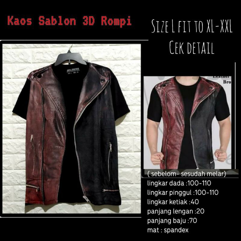 Kaos 3D Rompi Pria Up To Bigsize