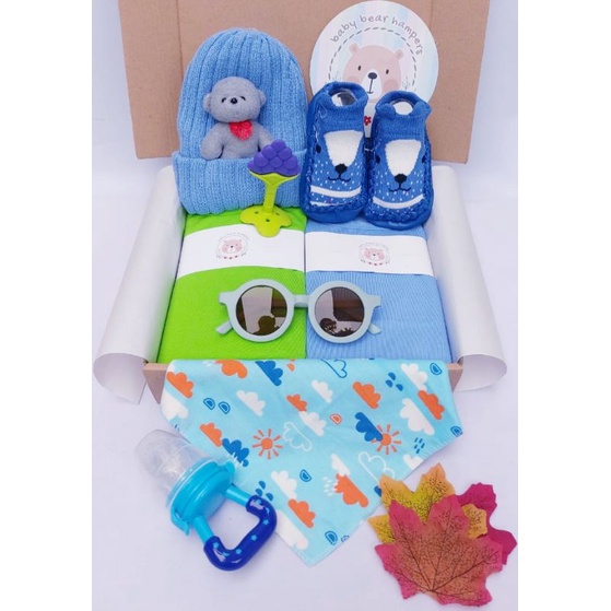 BB1 -  Hampers Bayi / Baby Hampers / Newborn Baby Gift Set / Baby Gift / Kado Bayi / Kado Lahiran / Kado Anak lahir / kado anak / hadiah kelahiran-Double blue green