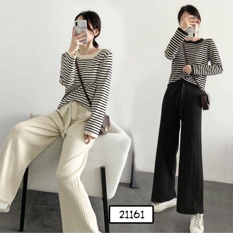 BANGKOK STRIPES KNIT SET - SETELAN KULOT RAJUT