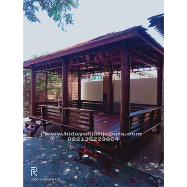 gazebo kayu kelapa ukur 4 x 3 meter