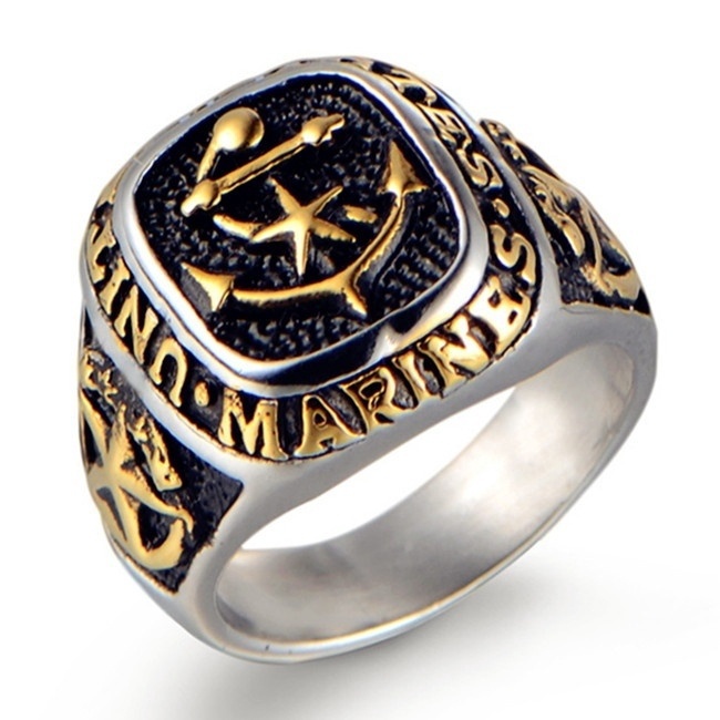 Cincin Desain Seragam Militer US marines Gaya retro Untuk Pria