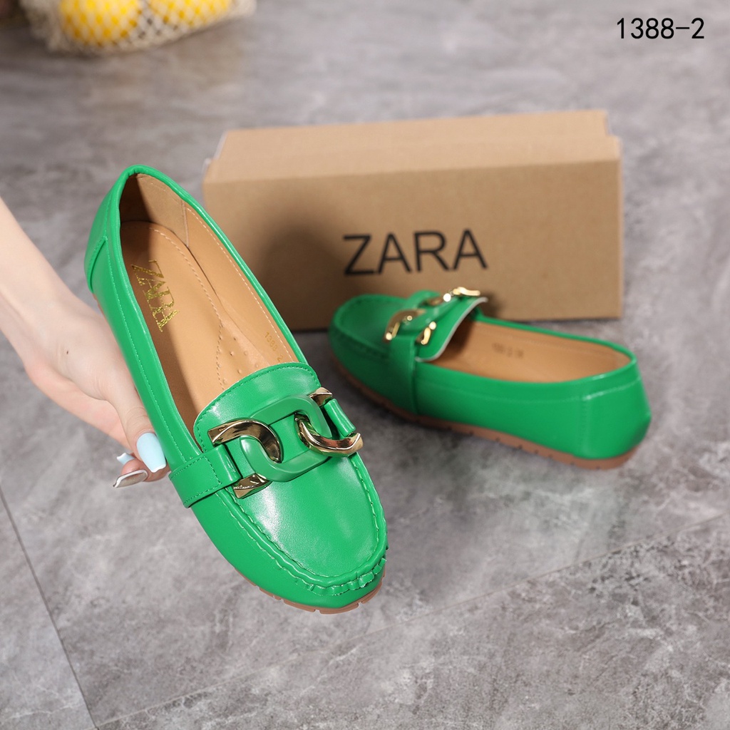 ZR Leather With Chain Flat Shoes 1388-2