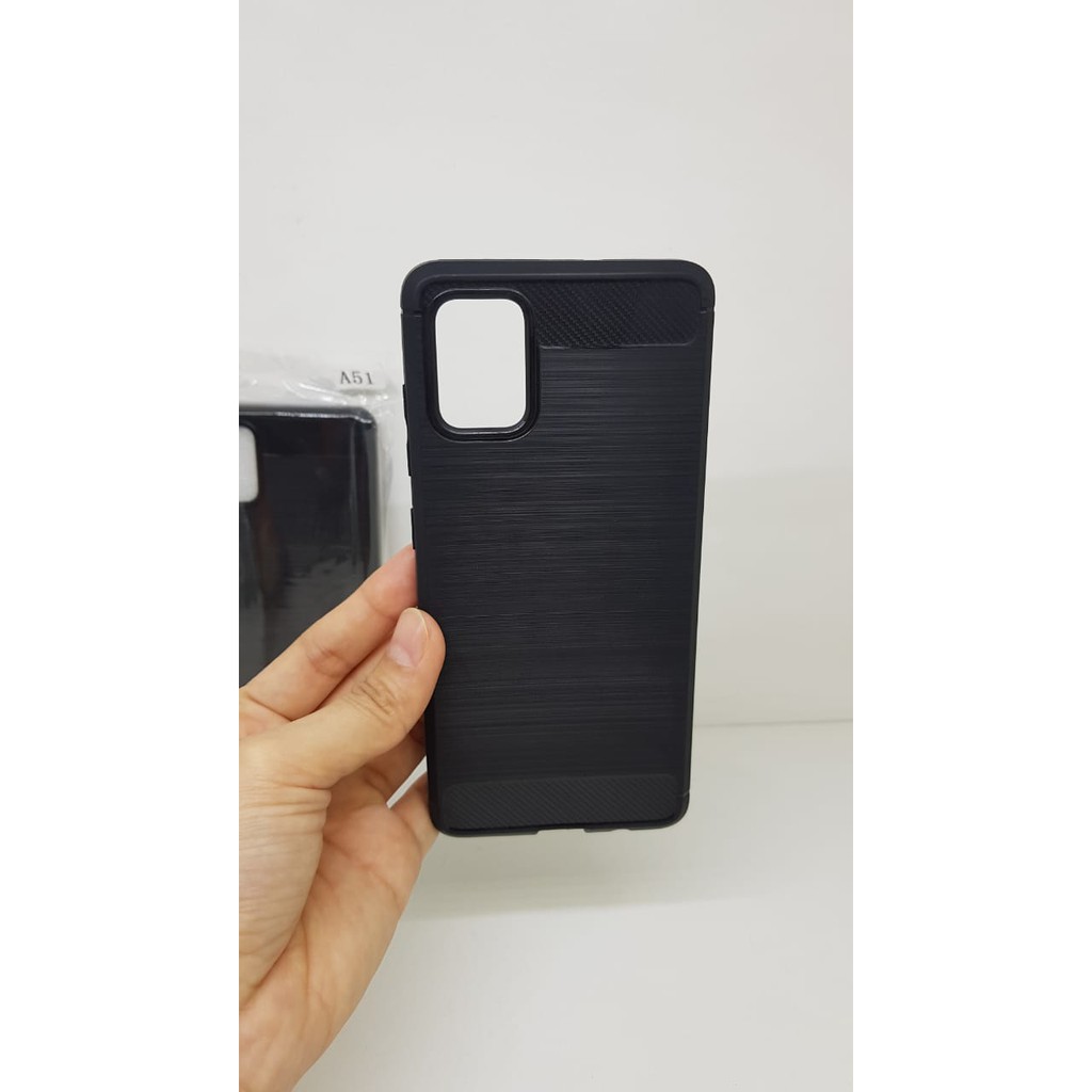 iPaky Carbon Samsung A51 6.5 inchi Slim Fit Carbon Soft Case Samsung A515F Fiber Multi Carbon ANTI M