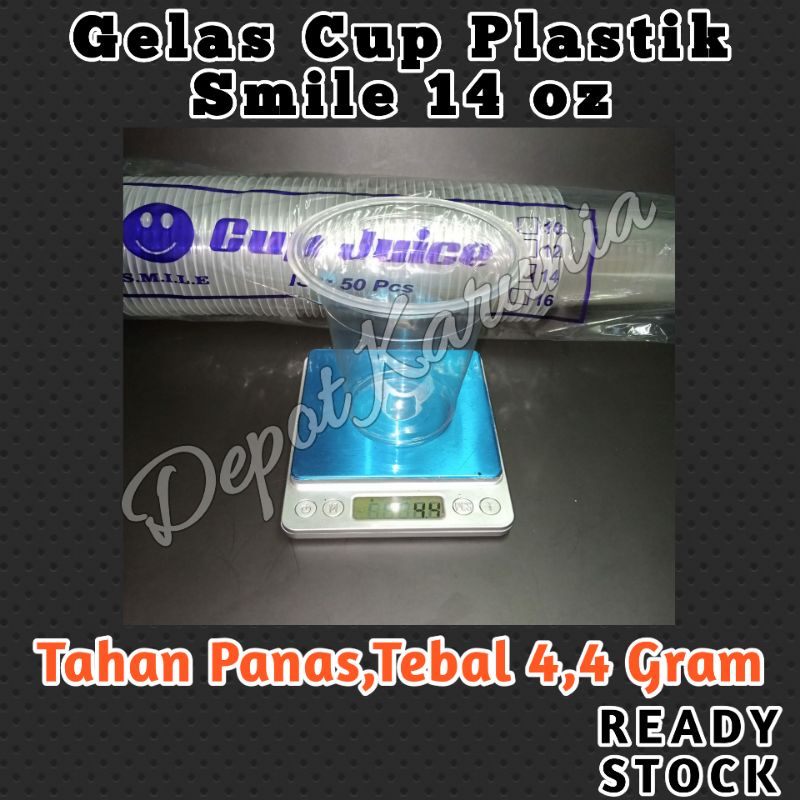 Gelas Cup Plastik Smile 12oz 14oz 16oz / Gelas Plastik Minuman Kekinian Tanpa Tutup Datar Domelid