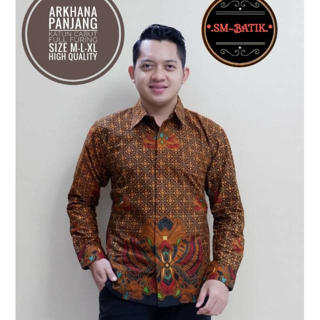 Kemeja Batik Pria Arkhana Bahan Katun Cabut Full Furing Kualitas Premium