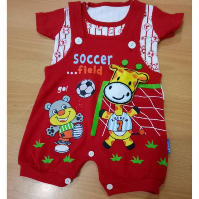 Baju jumper overall baju kodok 2pcs 3D karakter soccer