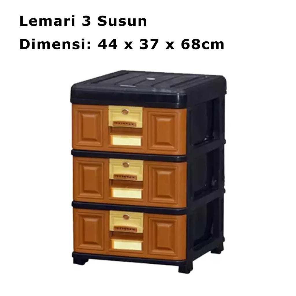 Lemari Plastik 3 Susun Tempat Menyimpan Pakaian Jaket Celana Dalam Kabinet Rak Organizer