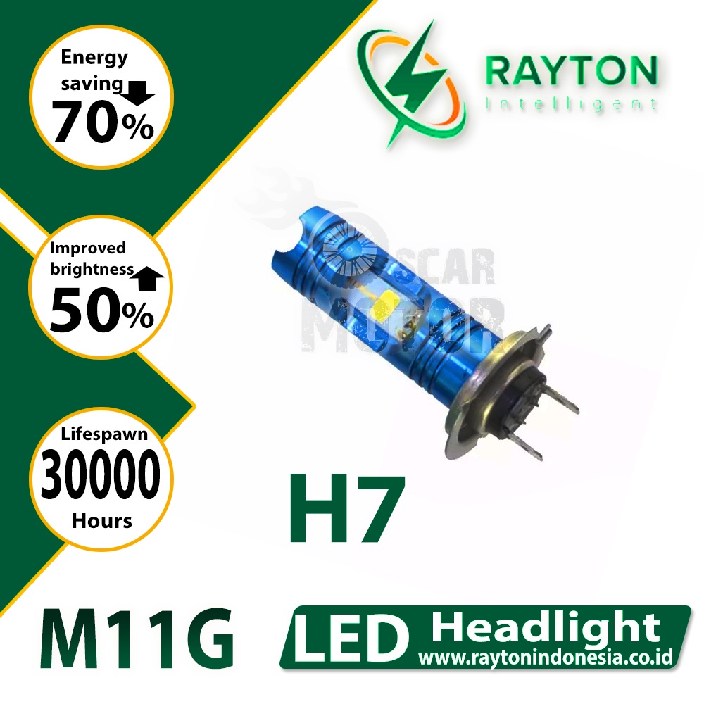 Lampu Depan Motor Rayton M11G-H6 H4 H7 2 LED Blue Devil DE HeadlampNEW motor motor motor