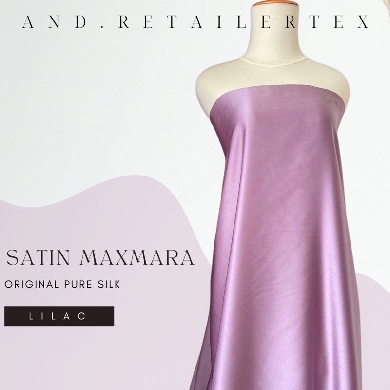 Kain Satin Maxmara Original Pure Silk 100% warna Ungu Lilac