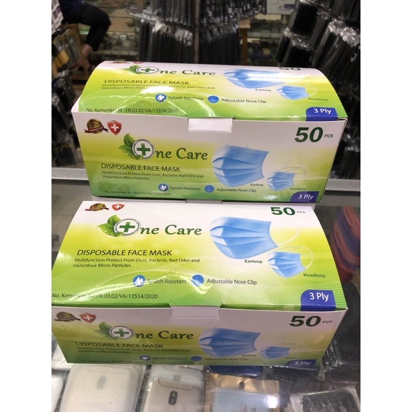 MASKER 3 PLY ONE CARE ISI 50 PCS