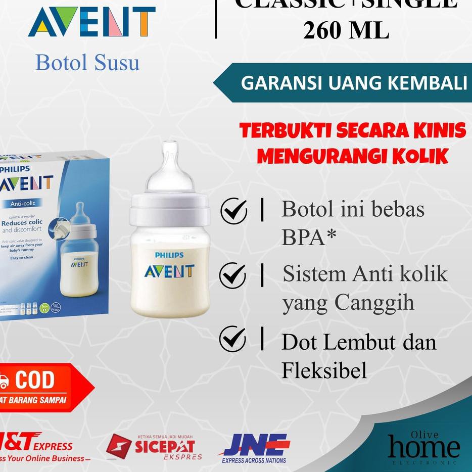➳ Avent Classic Tempat Botol Minum Susu Dot Bayi Philips 260 ML 0 6 12 Bulan SCF563/17 QQ009 ✾