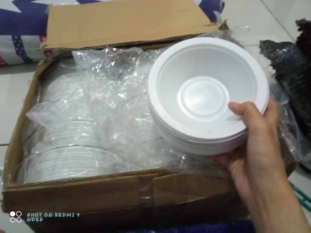 Mangkok Plastik 50pcs Uk 6 Sedang M Party Kue Makan Disposable Murah M6 Mangkuk Sekali Pakai