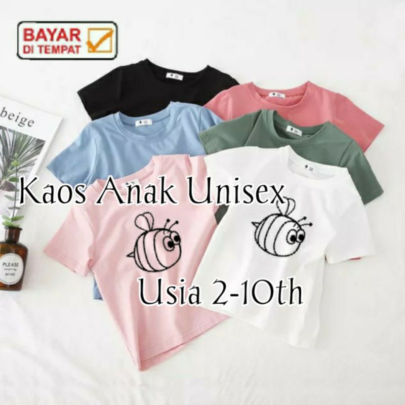 Kaos Anak BEE POLY Unisex Usia 2-10th Kaos Oblong Anak Atasan Anak Katun